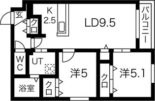 ウェリナ月寒西【1階】の間取り