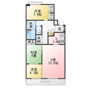 三渓ヒルズ C棟【1階】の間取り