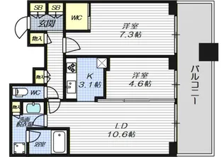 梅田ガーデンレジデンス【18階】の間取り