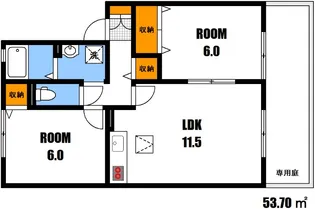 セジュール川本【1階】の間取り