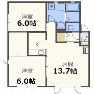 カサ・ベレーザ白石【1階】の間取り