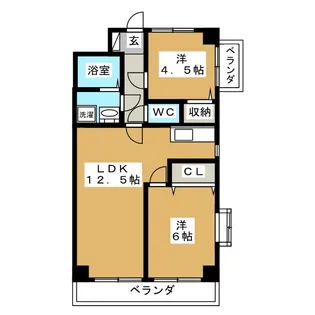 フラワーマンション片倉【2階】の間取り