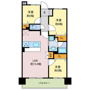 サーパス大分新町レジデンス【2階】の間取り