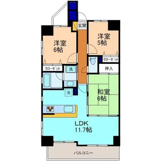 ダイアパレス駅西中央【11階】の間取り