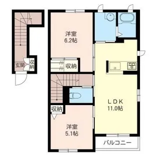 フラットフィールド【2階】の間取り