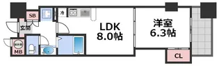 CITY SPIRE上町台【7階】の間取り