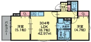 ラモーナ萱島東【3階】の間取り