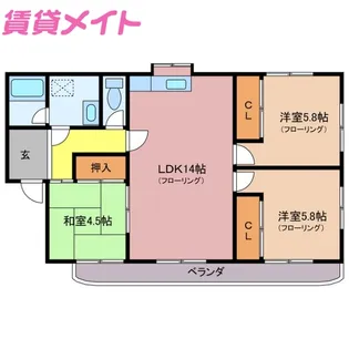 第2シャトーナツヤマ【2階】の間取り