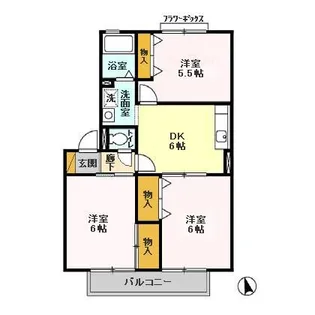 レインボーハイツ II番館【1階】の間取り
