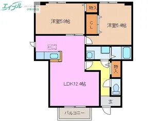 シャルマンT2 B棟【1階】の間取り