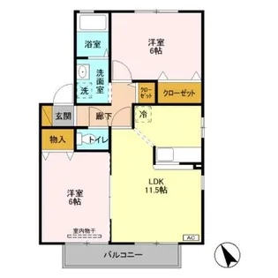 ディアクレスト B【2階】の間取り