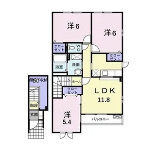 ミューズ・パルコB【2階】の間取り