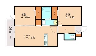 クローバー富士2号館【2階】の間取り