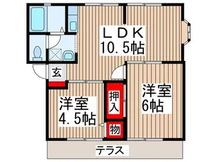 ウインディア小川B【1階】の間取り