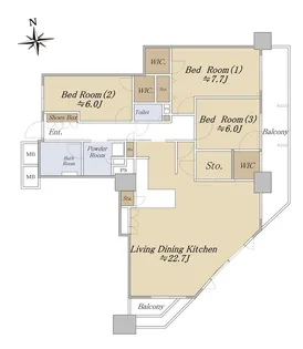 シティトリエ京橋【13階】の間取り
