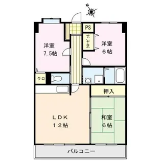 アメニティハイツ杏栄館【6階】の間取り