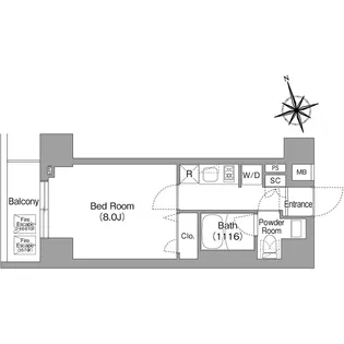 コンフォリア・リヴ八丁堀【3階】の間取り