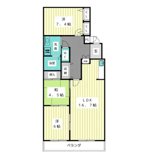 三渓ヒルズ E棟【2階】の間取り