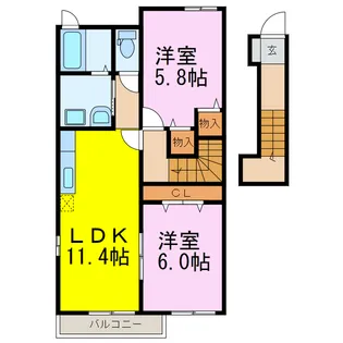 フォレストあたご【2階】の間取り