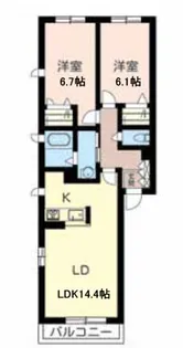 ハピネ千里山【2階】の間取り