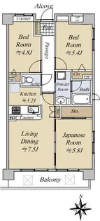アール・ケープラザ三ッ沢【7階】の間取り