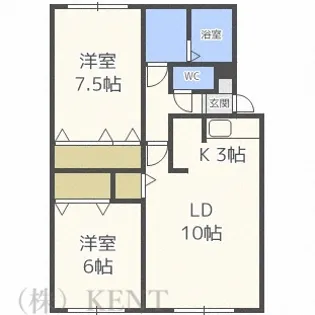 シティハウス西野B【3階】の間取り