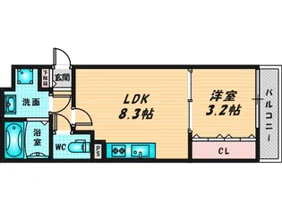 ラージヒル長瀬WEST【3階】の間取り