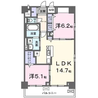 グランピア甚【4階】の間取り