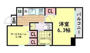 エステムプラザ難波EASTIIブレスト【7階】の間取り