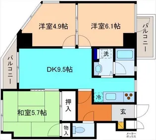 ロイヤルプラザ片町【9階】の間取り