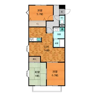 アーバン・パストラール【3階】の間取り