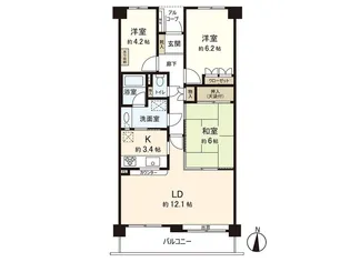 国見パークホームズB棟【3階】の間取り