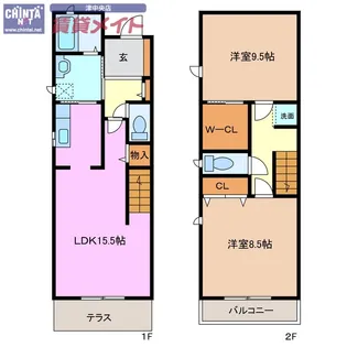 三重県津市観音寺町【一戸建】の間取り