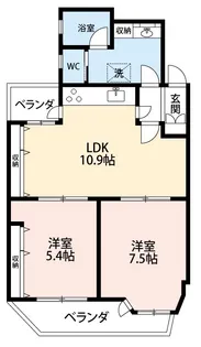 東急たなドエルリングA棟【2階】の間取り