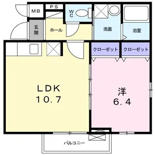 1LDKの間取り画像
