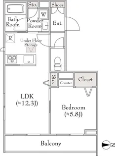 ベレオ三軒茶屋【1階】の間取り