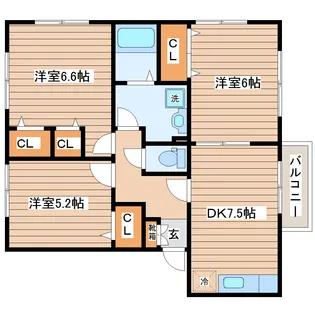 リバーサイドシャトーC【1階】の間取り