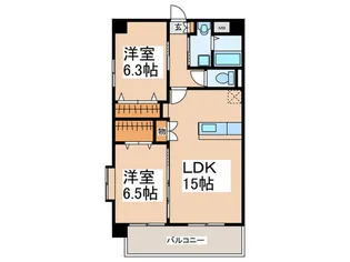 シャルマンパーク若江【2階】の間取り