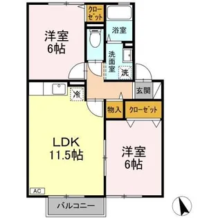 グリーンコート長与II【2階】の間取り