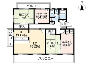 UR高の原駅東第2【4階】の間取り