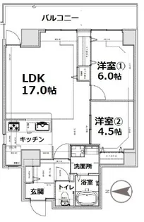 シティコート目黒2号棟【3階】の間取り
