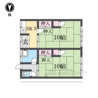 香芝市下田東アパート【1階】の間取り