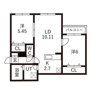 ハピネス八軒【4階】の間取り