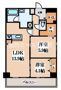 パークヒル新石切【9階】の間取り