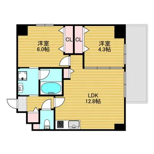 Wood River新大阪【4階】の間取り