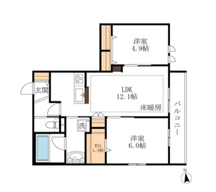 【ヘーベルメゾン】フェリチタ岸町【1階】の間取り