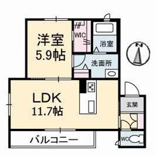 グランベレオ野上【2階】の間取り