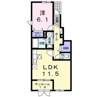 アース・ワンB【1階】の間取り