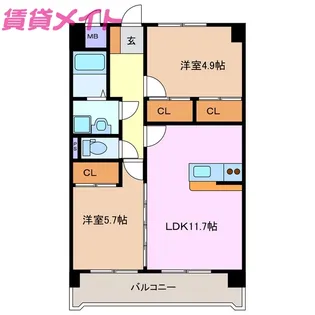 プリリアンスTAKEKOSHI A【5階】の間取り