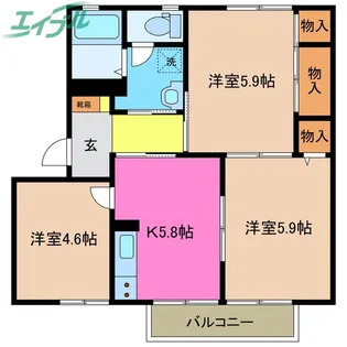 ドミールマリノII C棟【2階】の間取り